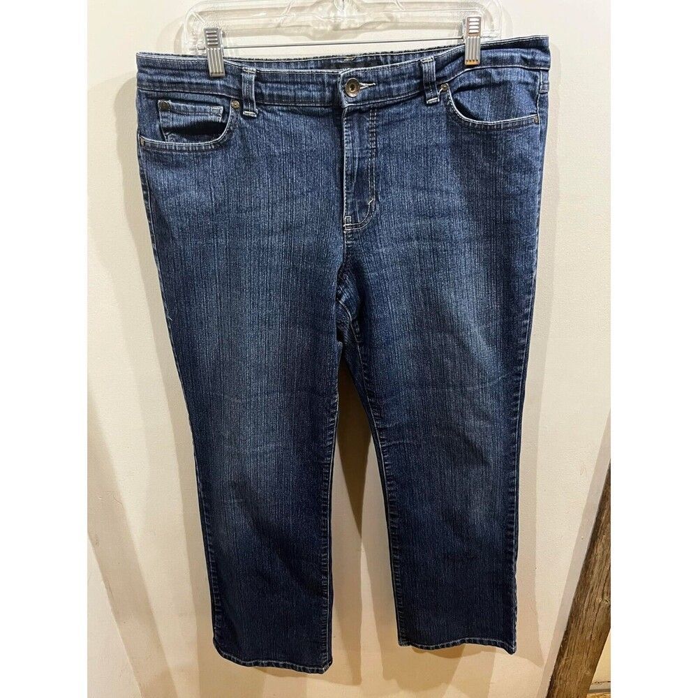 Nine West Jeans Women's Size 18 Blue Straight Whiskered Denim Boho Rodeo